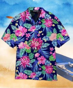 Vibrant Floral Hibiscus And Palm Leaf Patterned Hawaiian Shirts