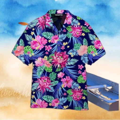 Vibrant Floral Hibiscus And Palm Leaf Patterned Hawaiian Shirts