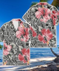 Vibrant Pink Hibiscus And Tribal Pattern Chicago White Sox Tropical Shirt