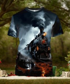 Vibrant Vintage Train Printed T Shirt 1 Vibrant Vintage Train Printed T Shirt