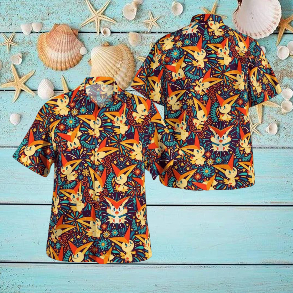 Victiny Pokemon Hawaiian Shirt And Short Combo For Men And Women