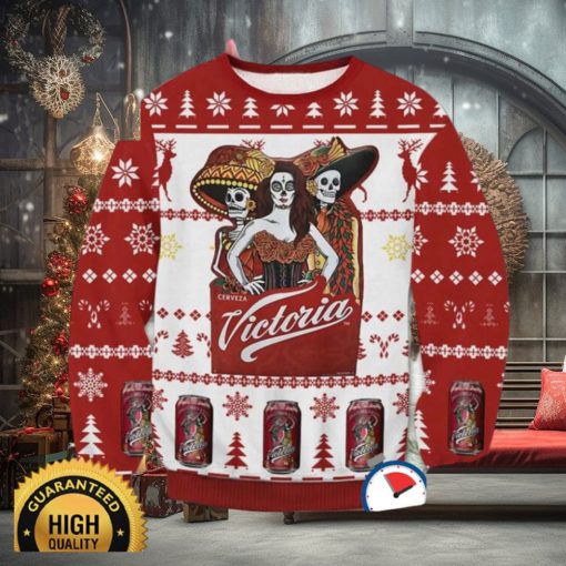 Victoria Cerveza All Printed Ugly Christmas Sweater