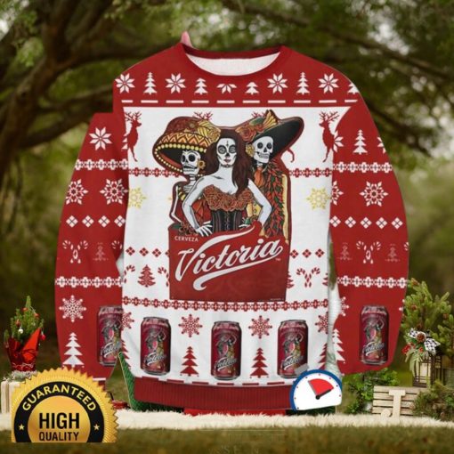 Victoria Cerveza All Printed Ugly Christmas Sweater
