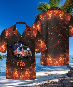 Victoria Fire Service Truck Short Sleeve Black High Quality Unisex Hawaiian Shirt