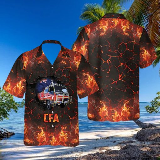 Victoria Fire Service Truck Short Sleeve Black High Quality Unisex Hawaiian Shirt