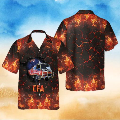 Victoria Fire Service Truck Short Sleeve Black High Quality Unisex Hawaiian Shirt