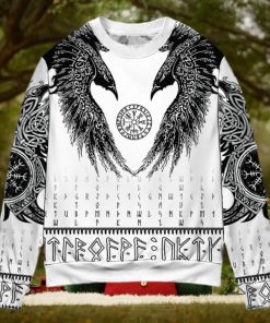 Viking Black Runic Raven Scandinavian Ugly Christmas Sweater