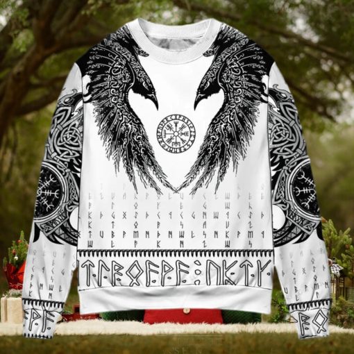 Viking Black Runic Raven Scandinavian Ugly Christmas Sweater