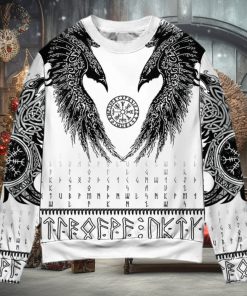 Viking Black Runic Raven Scandinavian Ugly Christmas Sweater