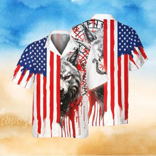Viking Fenrir’s Fury Patriotic Valor Summer Hawaiian Shirt