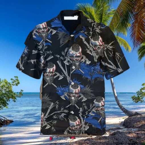 Viking Patriotic Skulls 4th Of July Hawaiian Shirt