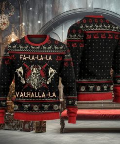 Viking Valhalla Black And Red Ugly Christmas 3D Sweaters Gift For Men And Women