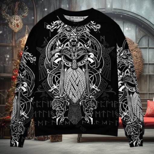 Viking Warrior Blood Pattern Ugly Christmas Sweater