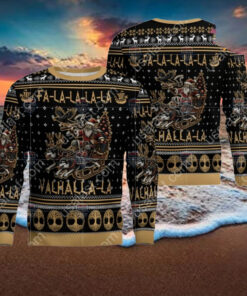 Viking Warrior Sleigh Fa la la la Valhalla la Ugly Christmas Sweater