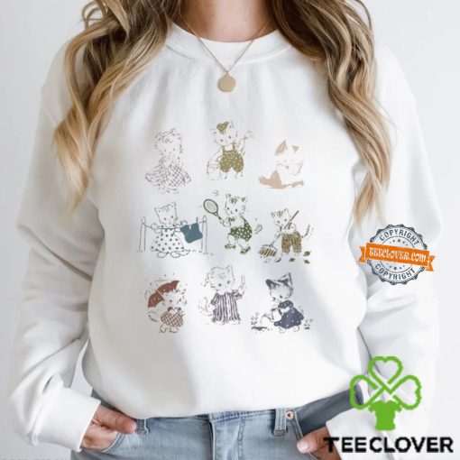 Vintage 90s Tattoo Cat Tshirt, Retro Kitten Cute Shirt, Cat Lovers Gift, Cats Playing Unisex Relaxed Adult Graphic Tee, Funny Weird Gifts