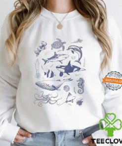 Vintage 90s Tattoo Sea Animal Thoodie, sweater, longsleeve, shirt v-neck, t-shirt, Retro Ocean Nature Shirt, Sealife, Ocean, Whale, Orca, Turtle, Dolphin Shirt, Unisex Relaxed Adult Tee