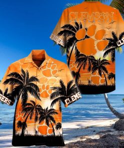 Vintage Aloha NCAA Clemson Tigers Hawaiian Shirt Palm Tree Best Beach Gift