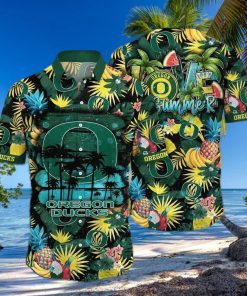 Vintage Aloha NCAA Oregon Ducks Hawaiian Shirt Tropical Fruit Pattern Beach Lovers Gift