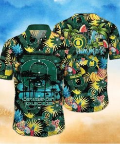 Vintage Aloha NCAA Oregon Ducks Hawaiian Shirt Tropical Fruit Pattern Beach Lovers Gift