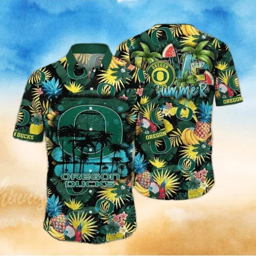 Vintage Aloha NCAA Oregon Ducks Hawaiian Shirt Tropical Fruit Pattern Beach Lovers Gift