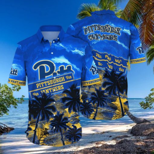 Vintage Aloha NCAA Pitt Panthers Hawaiian Shirt Palm Trees Practical Beach Gift