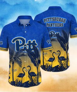 Vintage Aloha NCAA Pitt Panthers Hawaiian Shirt Tropical Flamingo Summer Vacation Gift