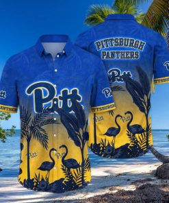 Vintage Aloha NCAA Pitt Panthers Hawaiian Shirt Tropical Flamingo Summer Vacation Gift