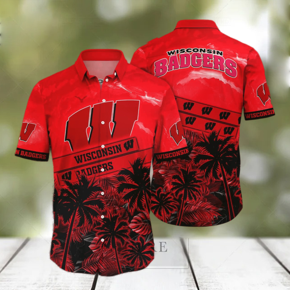 Vintage Aloha NCAA Wisconsin Badgers Hawaiian Shirt Beach Gift For Friend Vintage Aloha NCAA Wisconsin Badgers Hawaiian Shirt Beach Gift For Friend