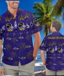 Vintage Aloha NFL Baltimore Ravens Hawaiian Shirt Summer Vacation Gift