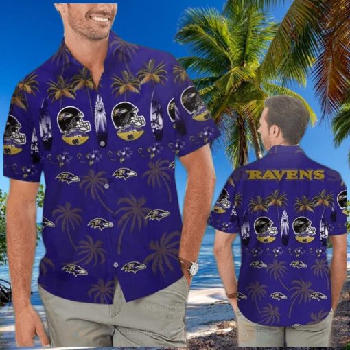 Vintage Aloha NFL Baltimore Ravens Hawaiian Shirt Summer Vacation Gift