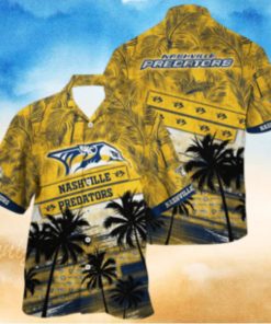 Vintage Aloha NHL Nashville Predators Hawaiian Shirt Palm Tree Pattern Beach Lovers Gift
