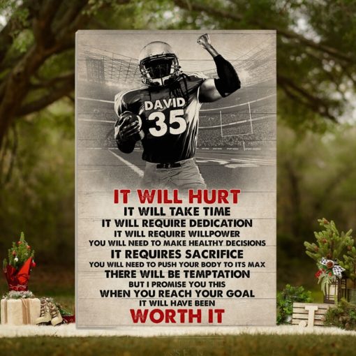 Vintage American Football Player Poster   It Will Heart It Will Take Time
