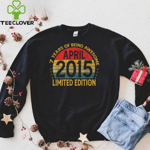 Vintage April 2015 7 Years Old 7th Birthday Decoration T Shirt