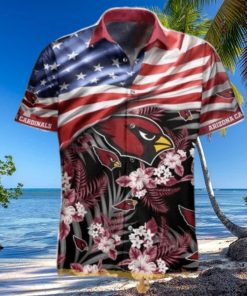 Vintage Arizona Cardinals Hawaiian Shirt Flag And Flowers Gift For Dad Hawaiian Shirt