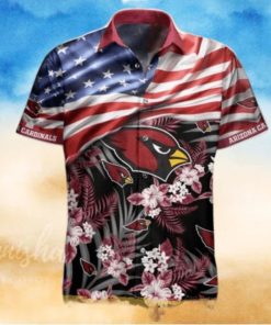 Vintage Arizona Cardinals Hawaiian Shirt Flag And Flowers Gift For Dad Hawaiian Shirt