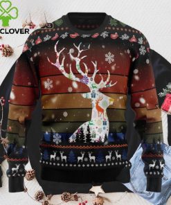 Vintage Background Awesome Deer Ugly Christmas Sweater, Xmas Sweatshirt