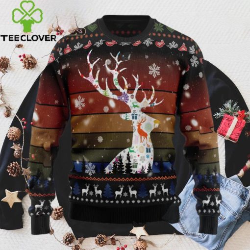 Vintage Background Awesome Deer Ugly Christmas Sweater, Xmas Sweathoodie, sweater, longsleeve, shirt v-neck, t-shirt