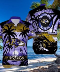 Vintage Baltimore Ravens Hawaiian Shirt Summer NFL Aloha Hawaiian Shirt Summer Holiday Gifts