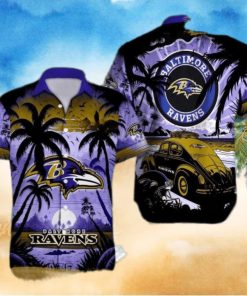 Vintage Baltimore Ravens Hawaiian Shirt Summer NFL Aloha Hawaiian Shirt Summer Holiday Gifts