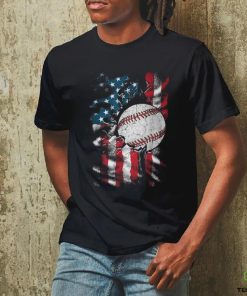 Vintage Baseball 4Th Of July Usa American Flag Boys T Shirt