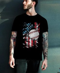 Vintage Baseball 4Th Of July Usa American Flag Boys T Shirt