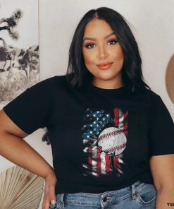 Vintage Baseball 4Th Of July Usa American Flag Boys T Shirt