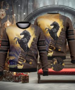 Vintage Black Horse Full Print For Horse Lovers 3D Ugly Sweater Christmas Gift Sweater