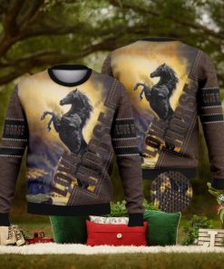 Vintage Black Horse Full Print For Horse Lovers 3D Ugly Sweater Christmas Gift Sweater