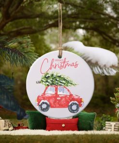 Vintage Car Ceramic Christmas Ornament, Classic Holiday Charm Decorations, Vintage Custom Ornament, Car Classic Car Ornament