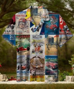 Vintage Cars Races Posters Collage Hawaiian Shirt