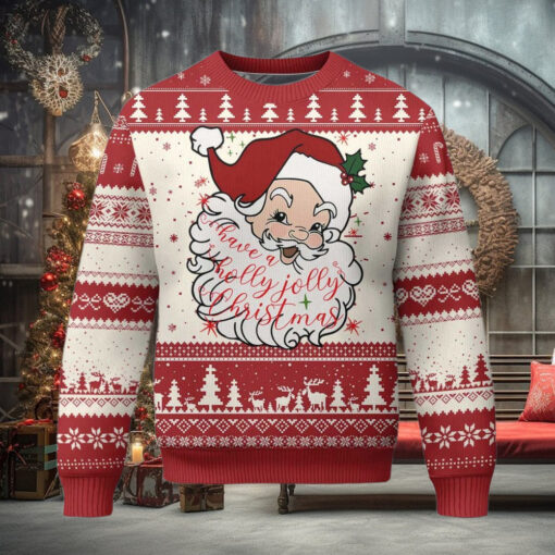 Vintage Christmas Santa Claus Face Xmas Funny Old Fashioned Ugly Christmas Sweater