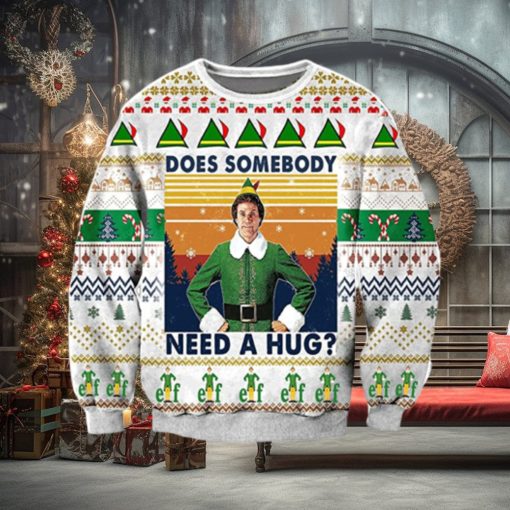 Vintage Does Somebody Need A Hug Knitted Ugly Knitted Whiskey Christmas 3D Sweater For Men And Women