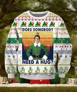Vintage Does Somebody Need A Hug Knitted Ugly Knitted Whiskey Christmas 3D Sweater For Men And Women