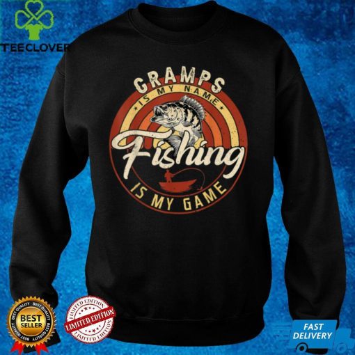 Vintage Gramps is Name Fishing is Game Fisherman Fathers Day T Shirt
